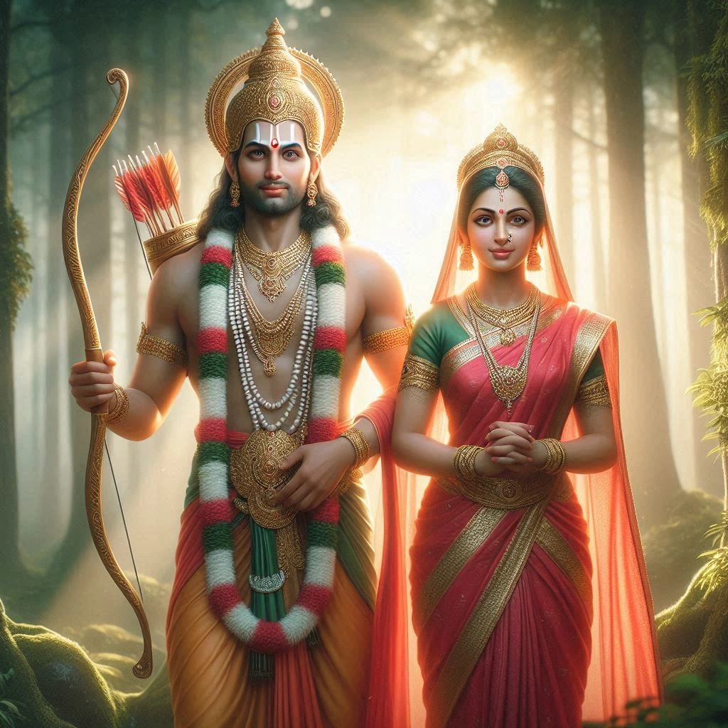 Divine Portrait of Ram and Sita