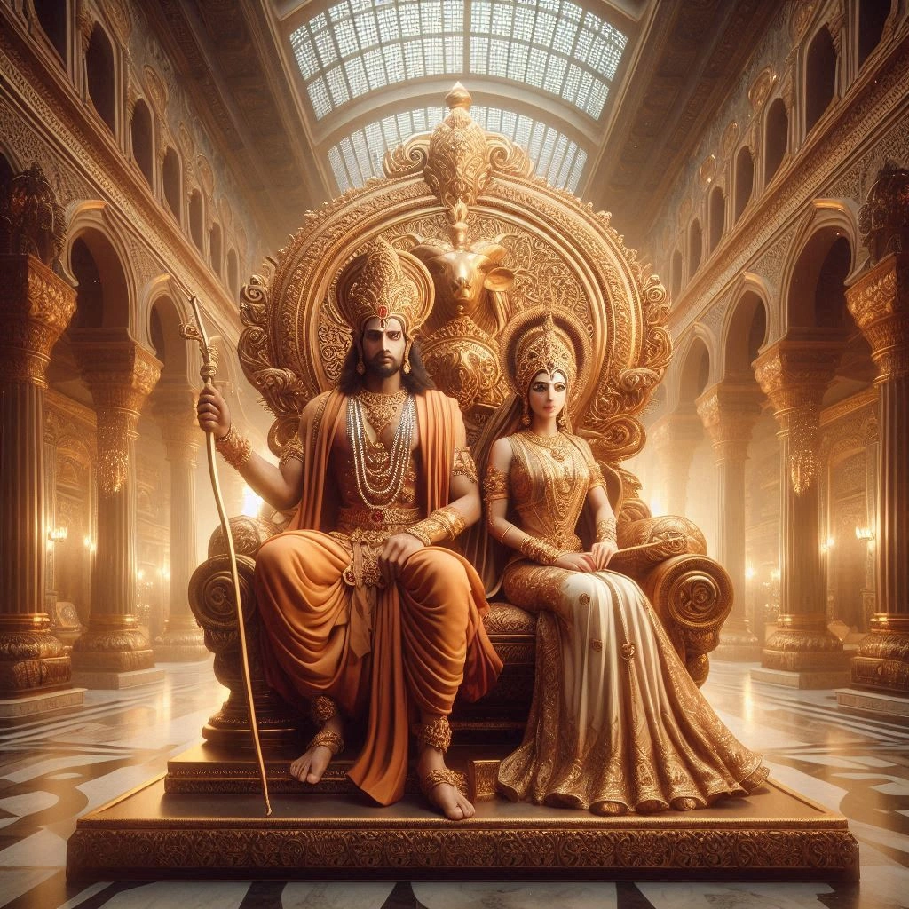 Royal Ram and Sita on the Throne